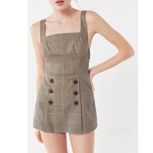 Urban outfitters Cassidy plaid square neck romper
